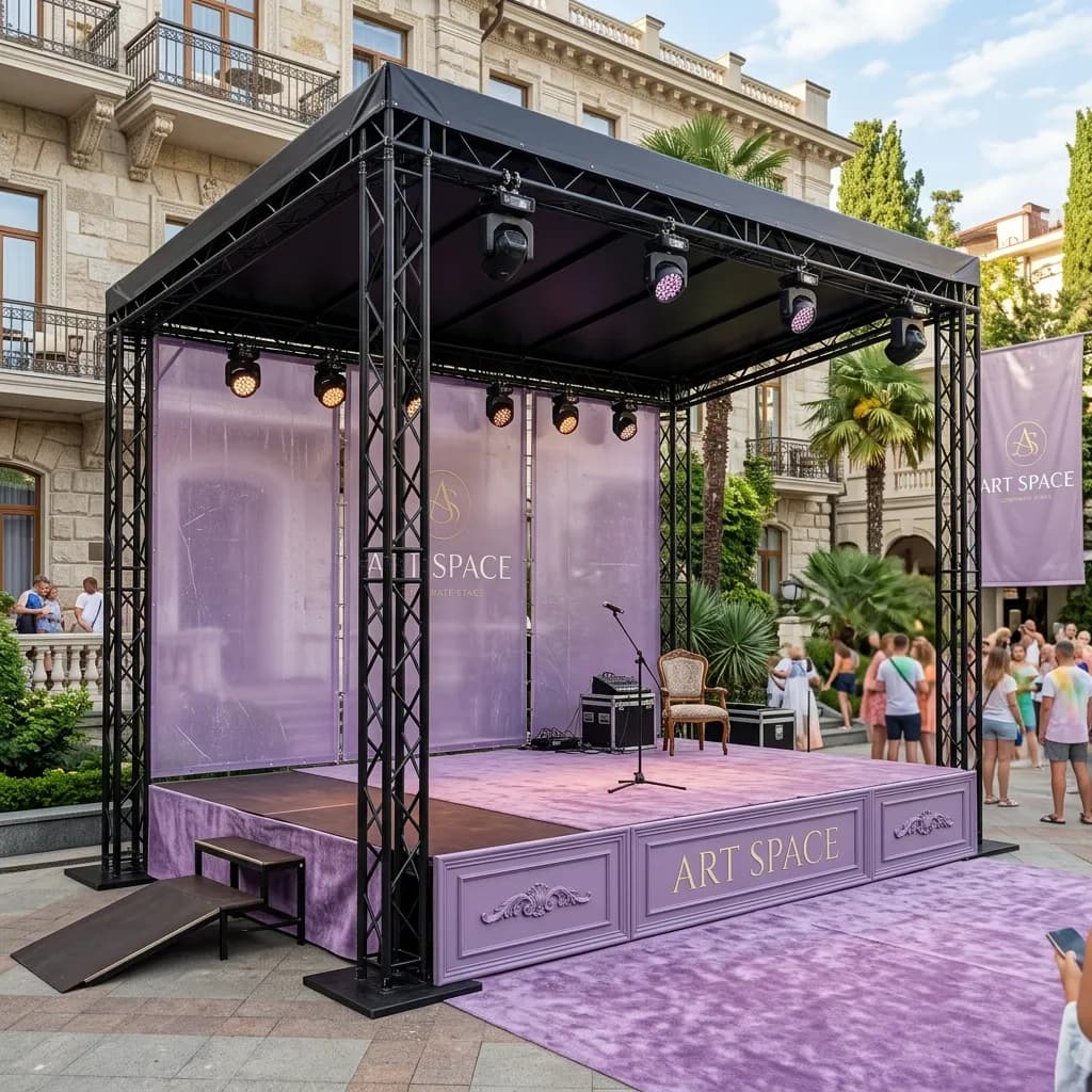 Аренда Сцена односкатная 8х6 Черная для событий в Boutique Hotel PORTUM 1905 в Сочи | ART SPACE