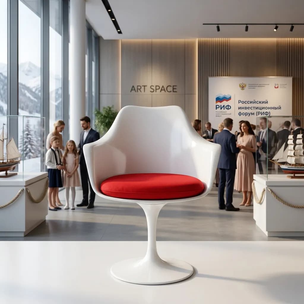 Аренда Стул Tulip (Тулип) бело-красный в Golden Tulip Rosa Khutor в Сочи | ART SPACE — фото 1