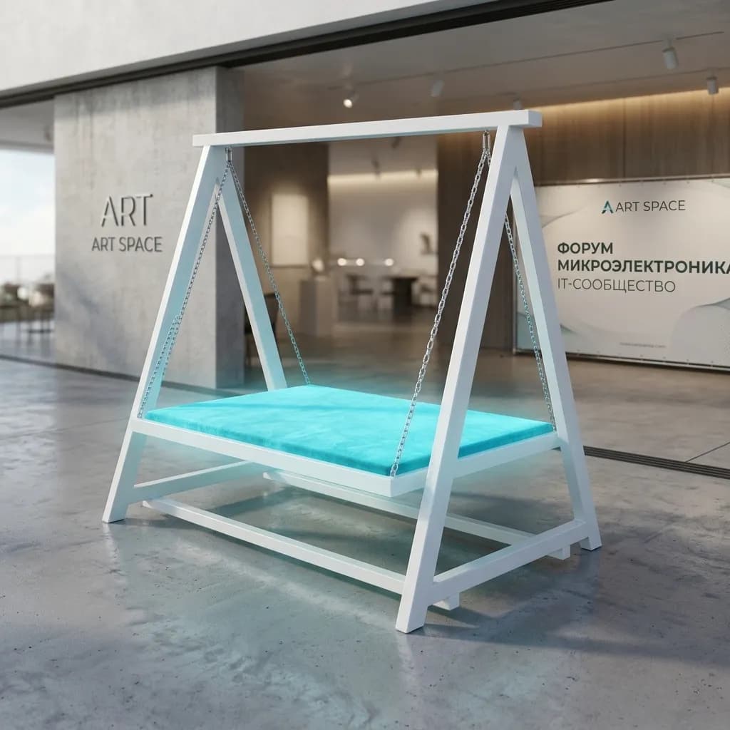 Аренда качели синего цвета для событий в ресторане Баран-Рапан в Сочи | ART SPACE — фото 1